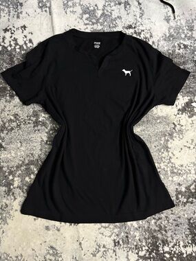 Victoria's Secret PINK Black Logo Tee- Large